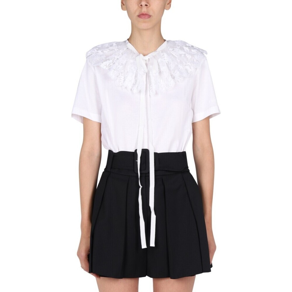 Patou Intricate Lace Embroidery Collar T-Shirt